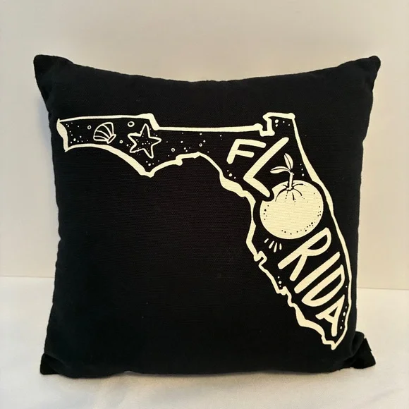 Primitives By Kathy Florida Small Decorative Graphic Accent Pillow Black - Picture 1 of 3